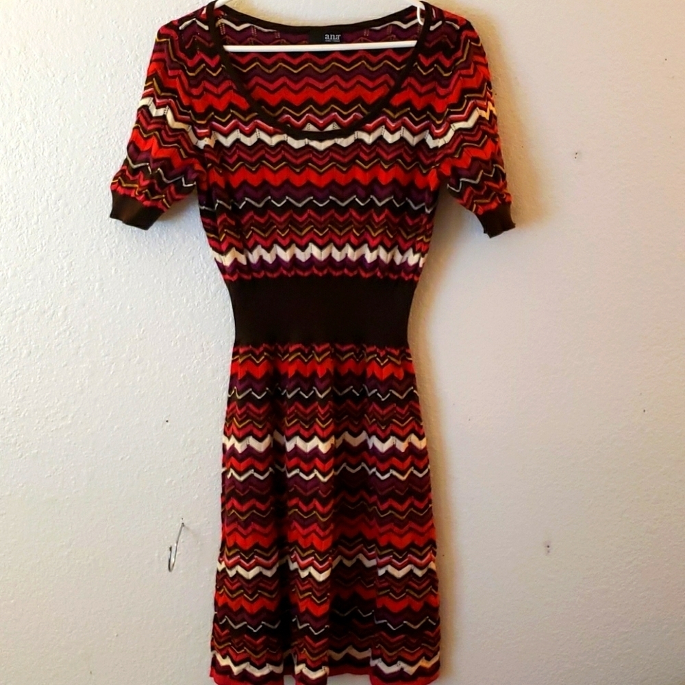 a.n.a Short Sleeved Varigated Sweater Dress Size M
